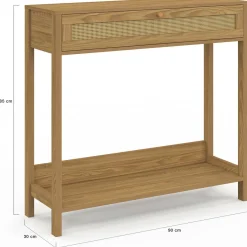 Console 1 tiroir effet naturel cannage