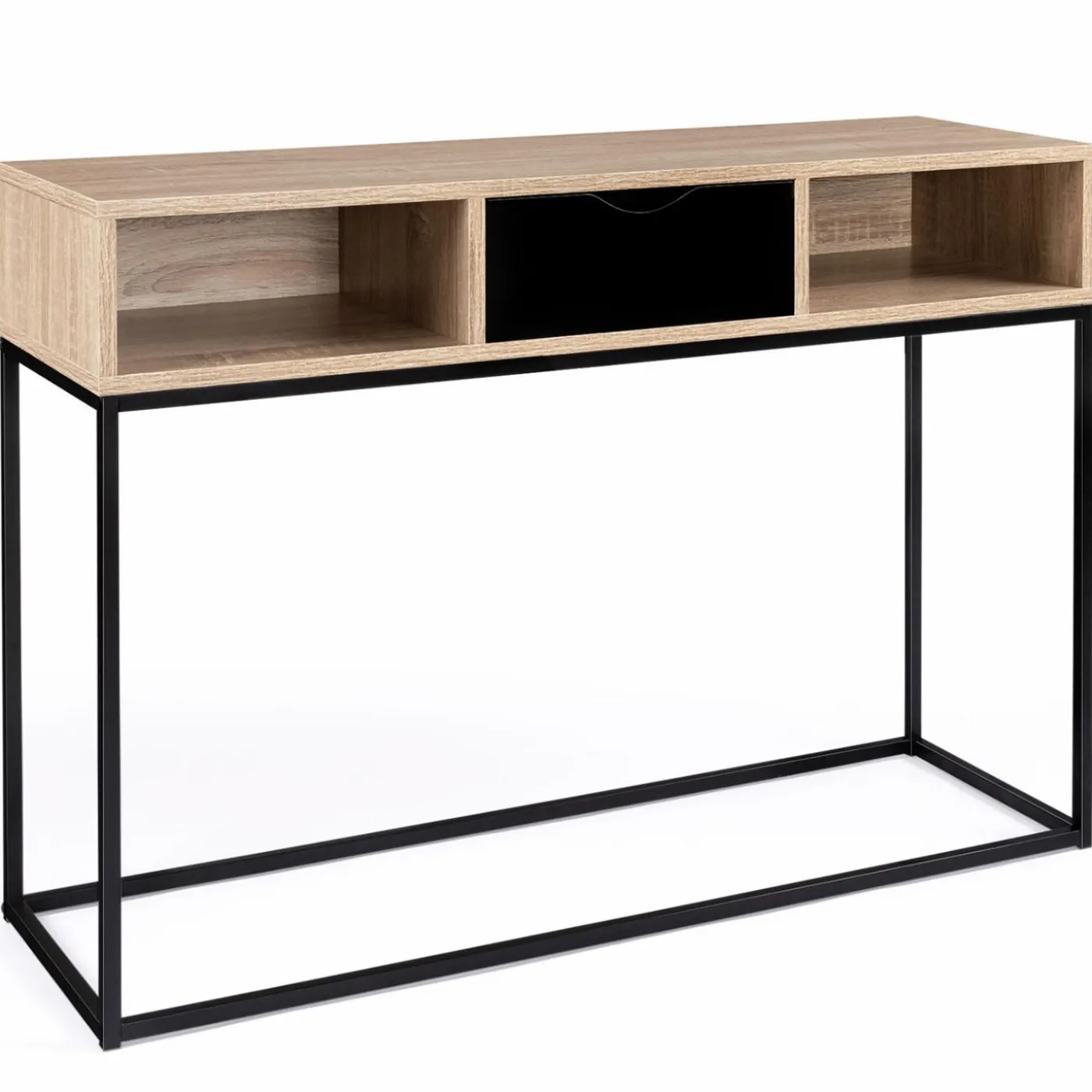 Console 1 tiroir noir avec rangements design industriel