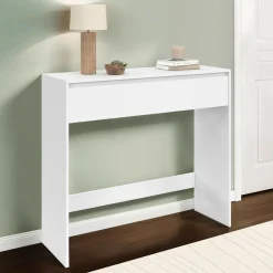 Console bois blanc 1 tiroir design moderne