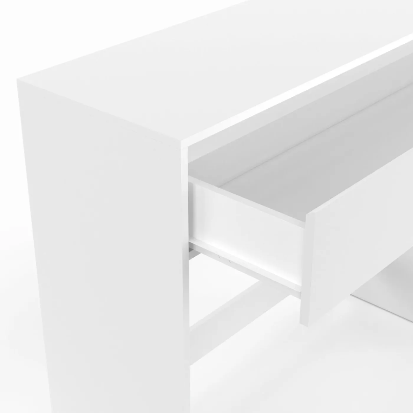 Console bois blanc 1 tiroir design moderne