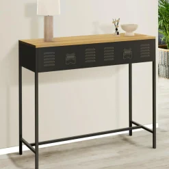 Console bois et métal 1 tiroir design industriel