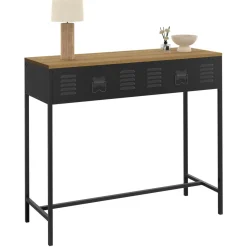 Console bois et métal 1 tiroir design industriel