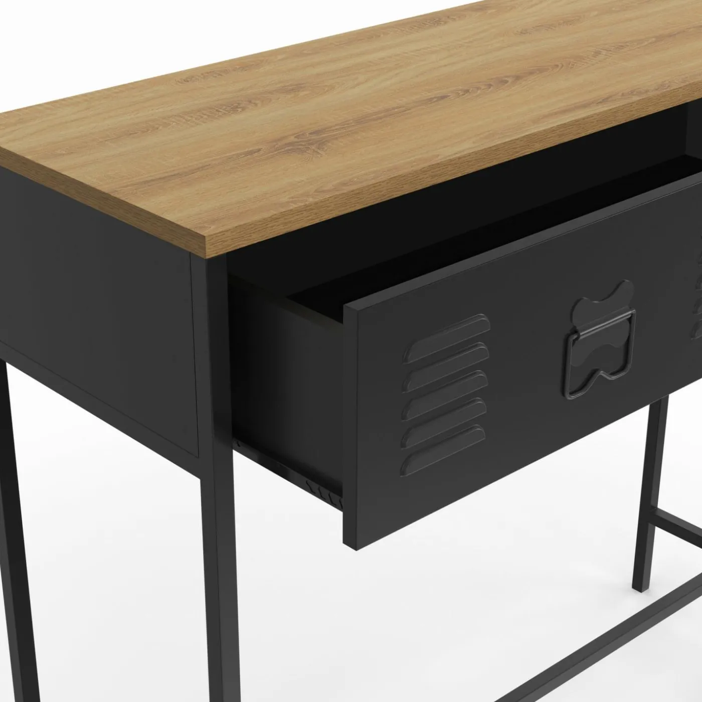 Console bois et métal 1 tiroir design industriel