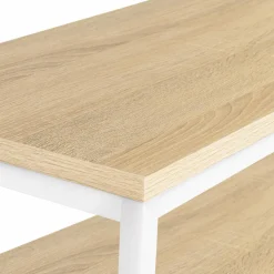 Console bois et métal blanc double plateau 100 cm