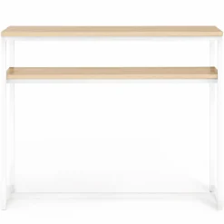 Console bois et métal blanc double plateau 100 cm