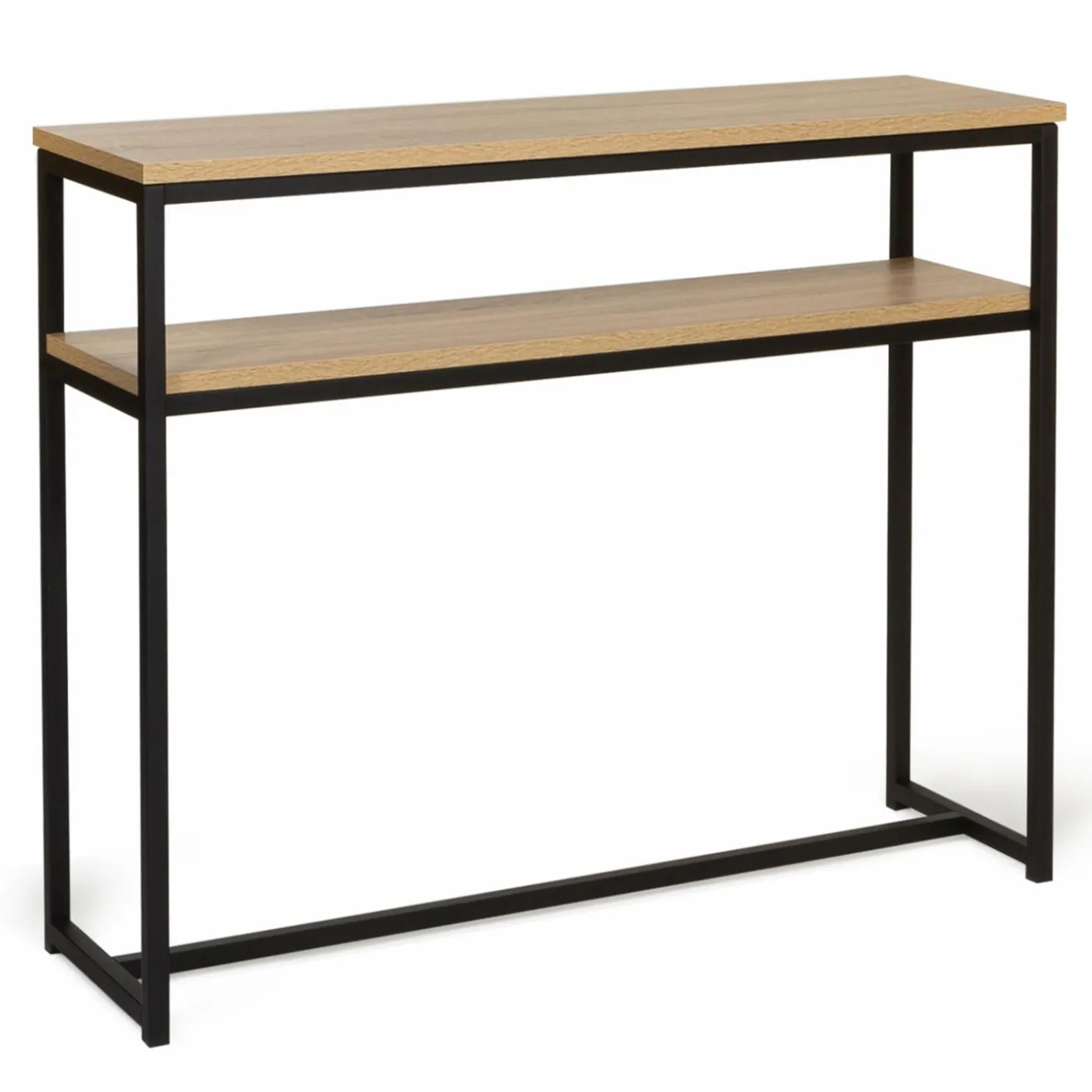 Console bois et métal double plateau 100 cm