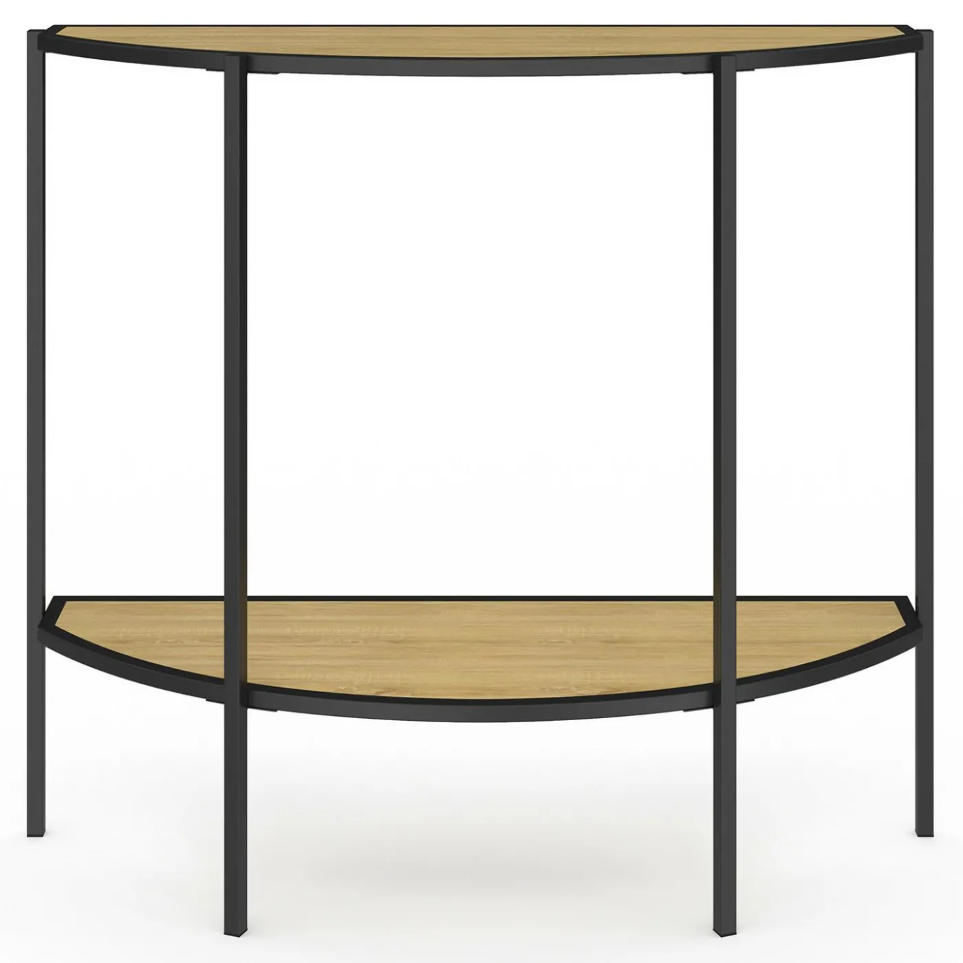 Console demi-lune industrielle avec 1 étagère