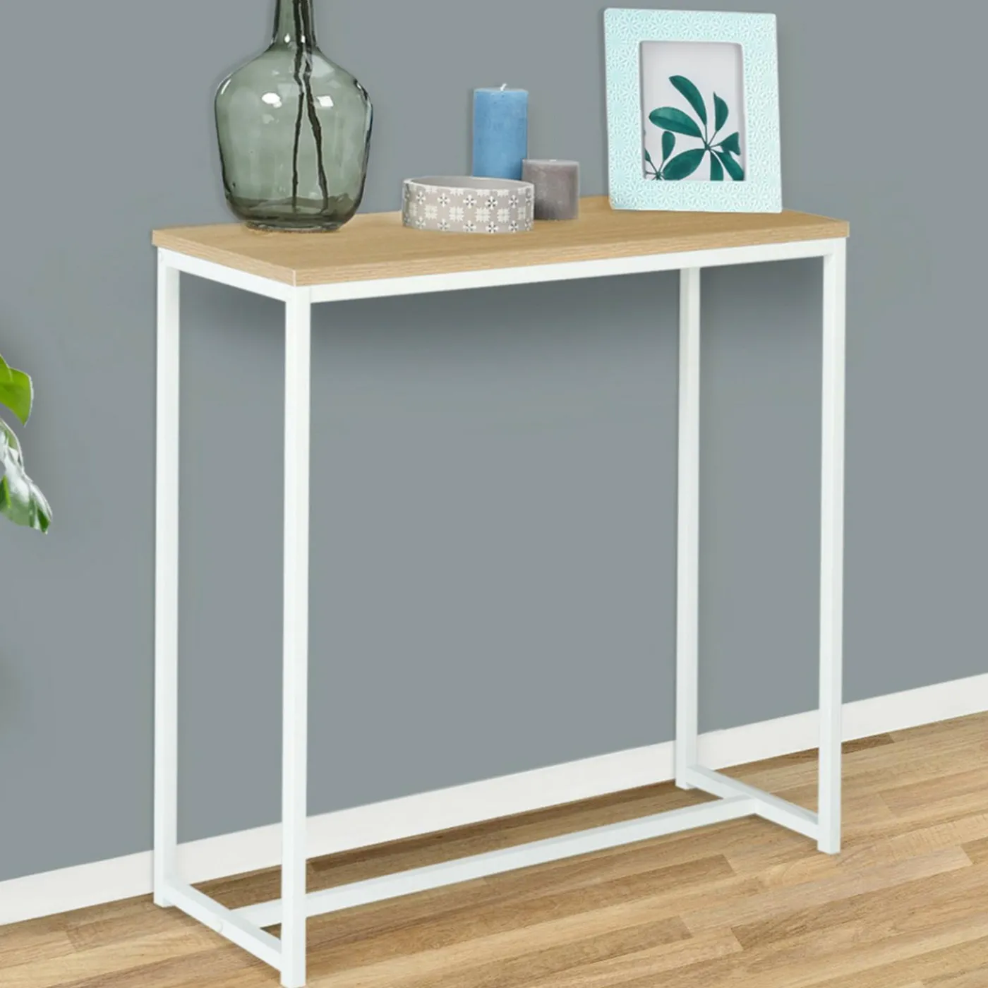 Console industrielle bois et métal blanc