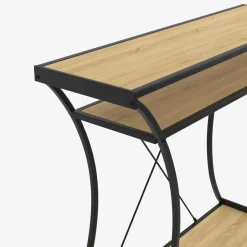 Console industrielle pieds courbés double étagères