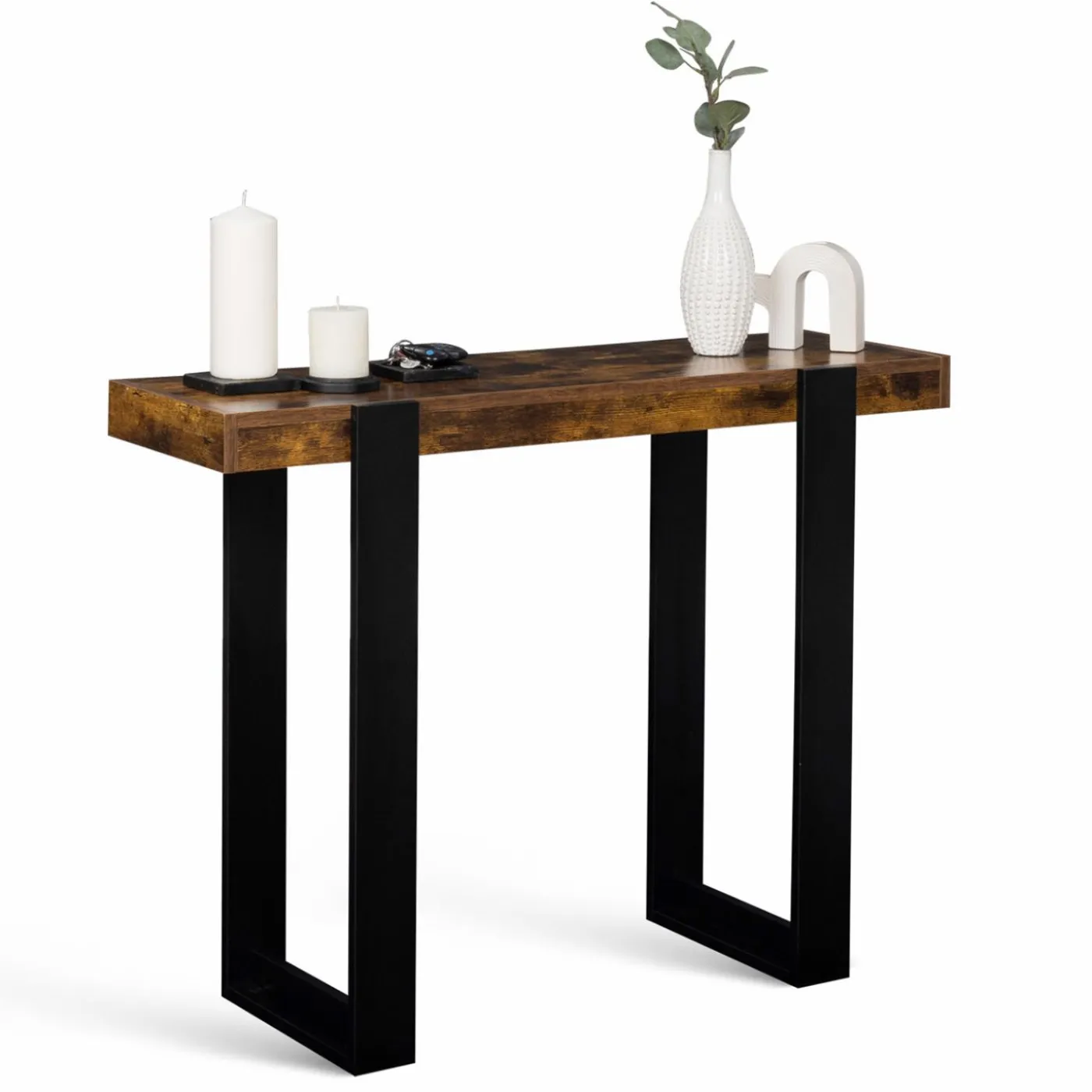 Console noire et bois effet vieilli