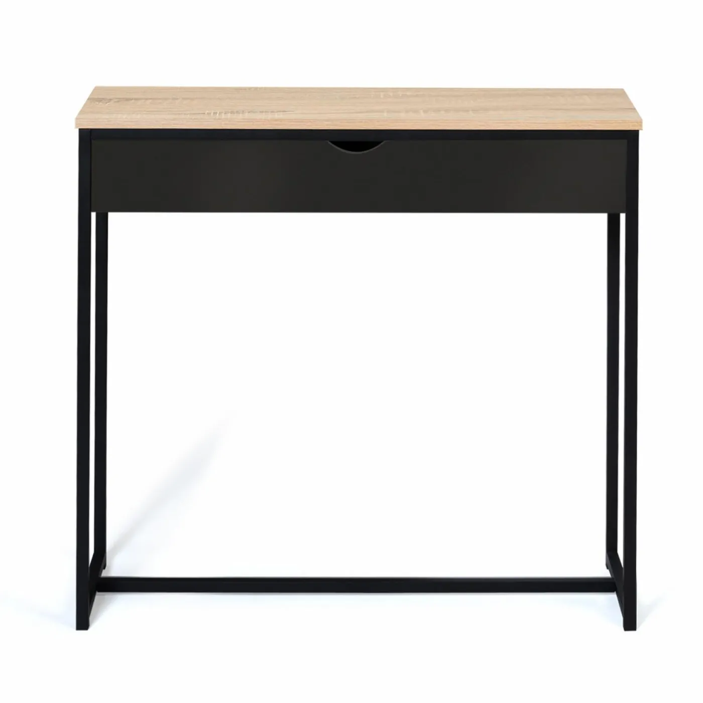 Console style industriel bois et métal 90 cm avec tiroir