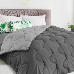 Couette bicolore 140x200 gris foncé et gris clair
