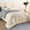 Couette polaire biface 200x200 cm gris et crème 400 gr