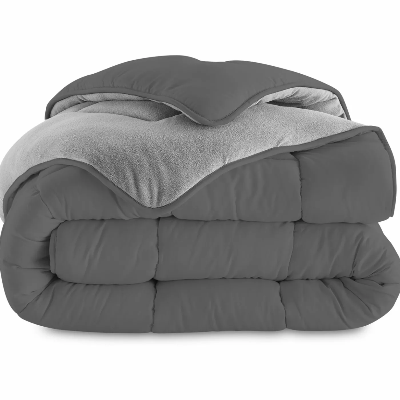 Couette polaire biface 140x200 cm gris clair et foncé
