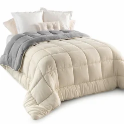Couette polaire biface 140x200 gris et crème