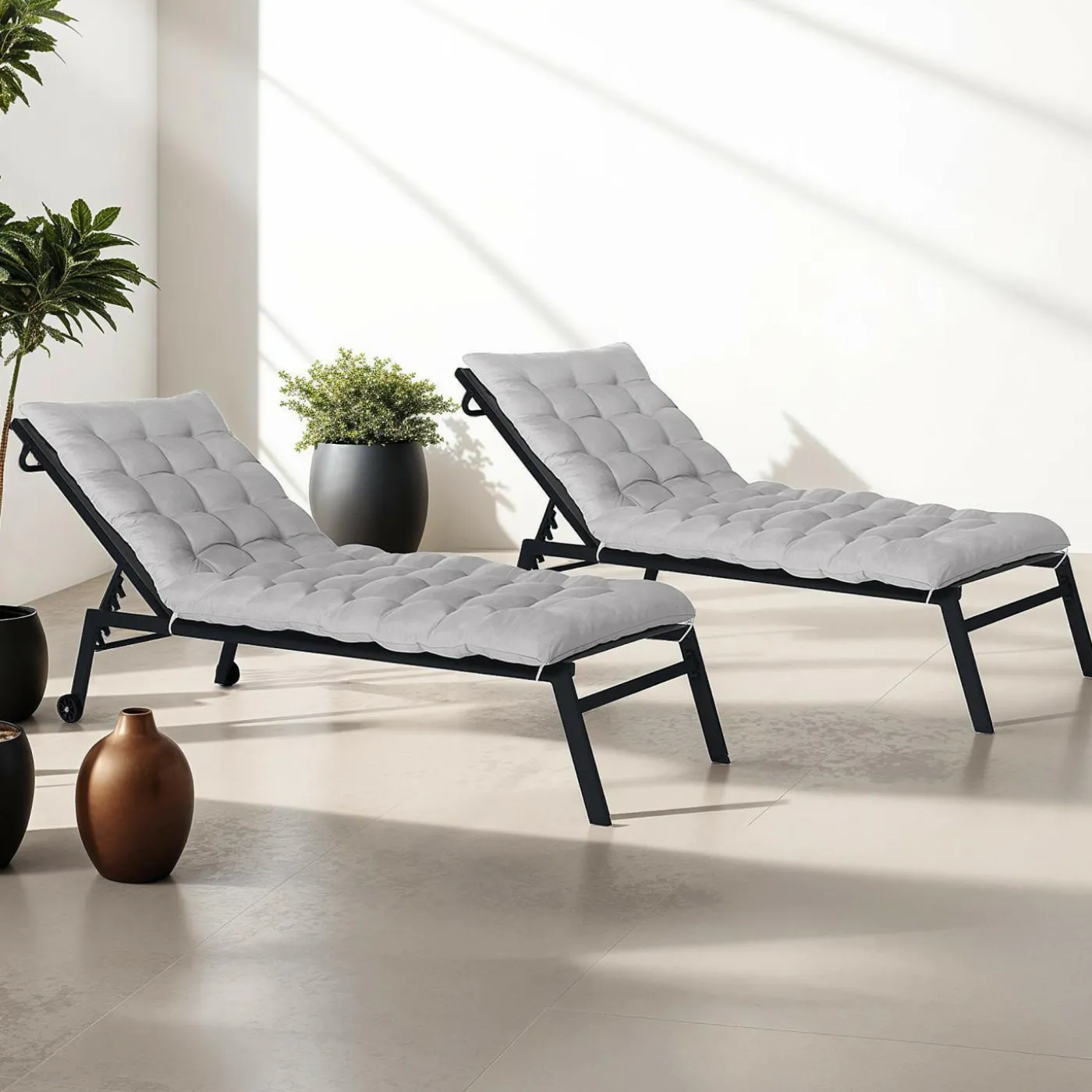 Coussin bain de soleil transat gris 180 cm
