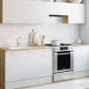 Cuisine complète 240 cm avec plan de travail bois et blanc
