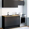 Cuisine complète 180 cm avec plan de travail bois et noir