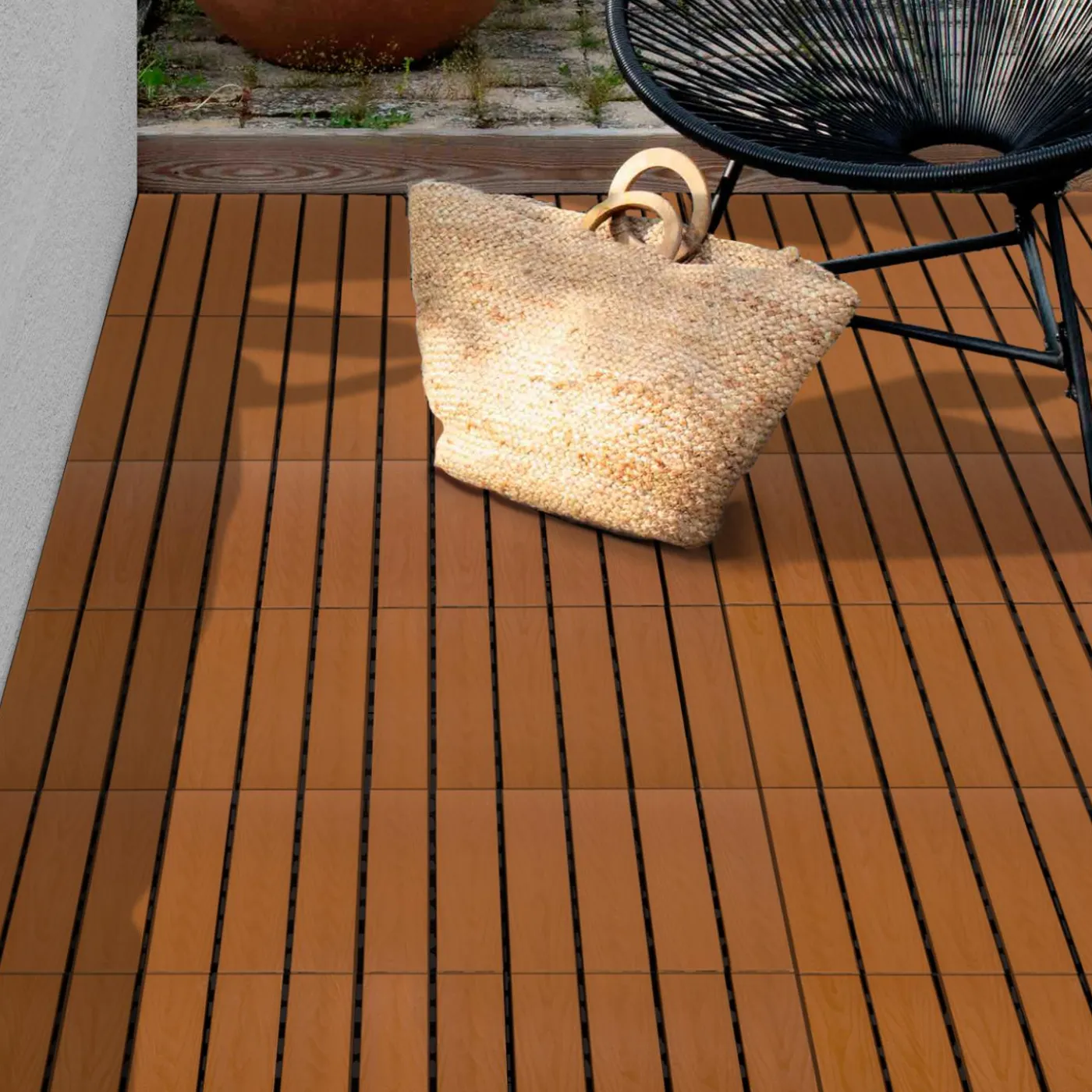 Dalles composite clipsables 30x30 CM imitation teck
