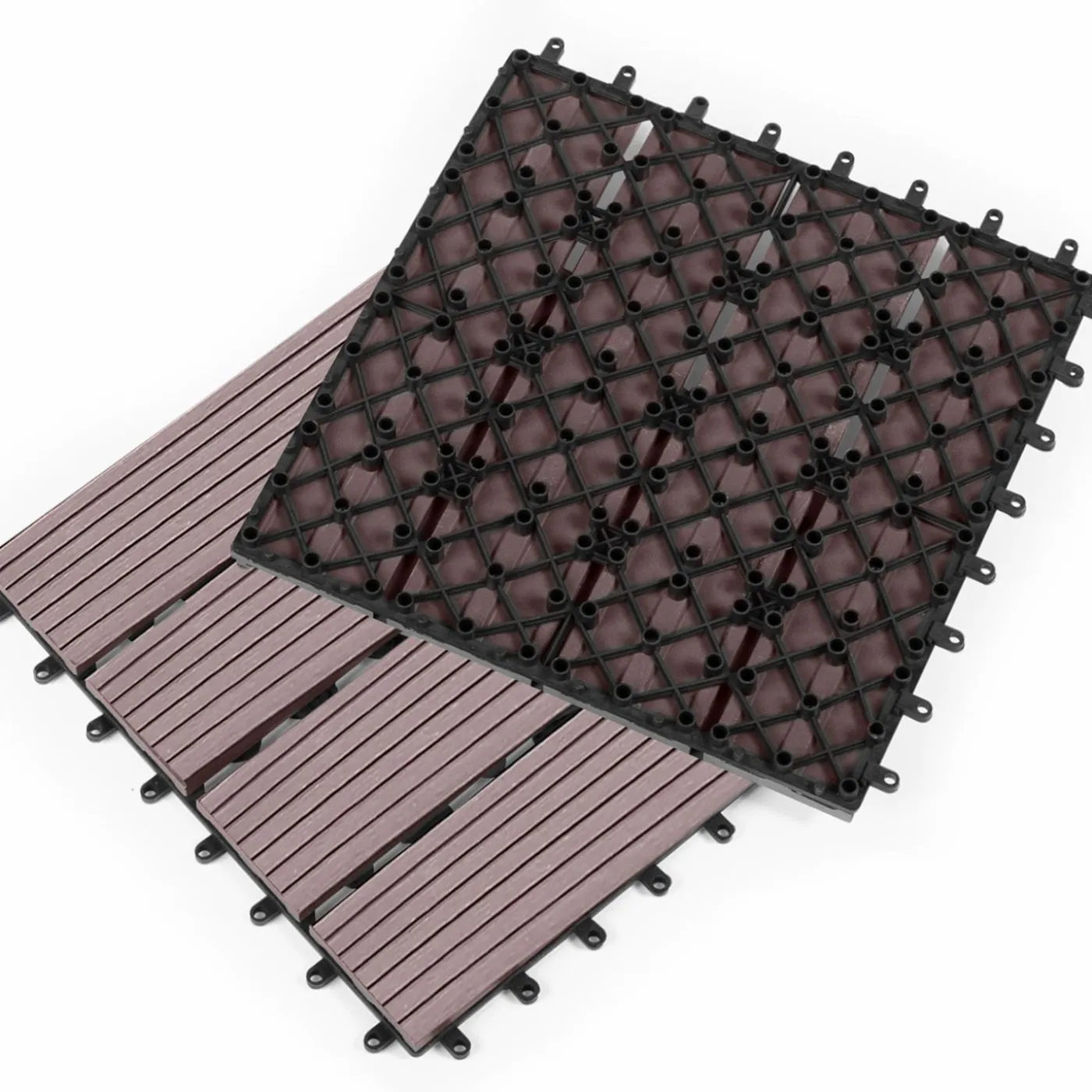 Dalles composite clipsables 30x30 cm pour terrasse