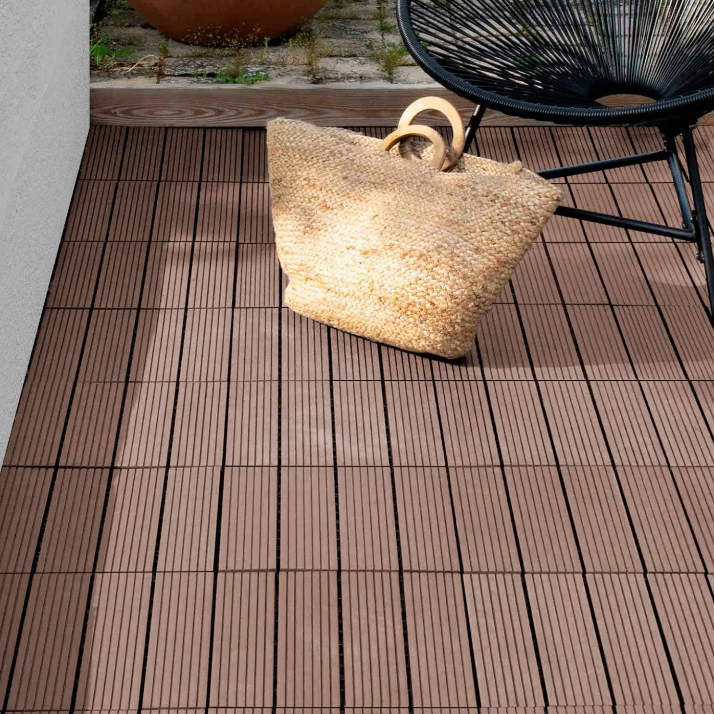 Dalles composite clipsables 30x30 cm pour terrasse