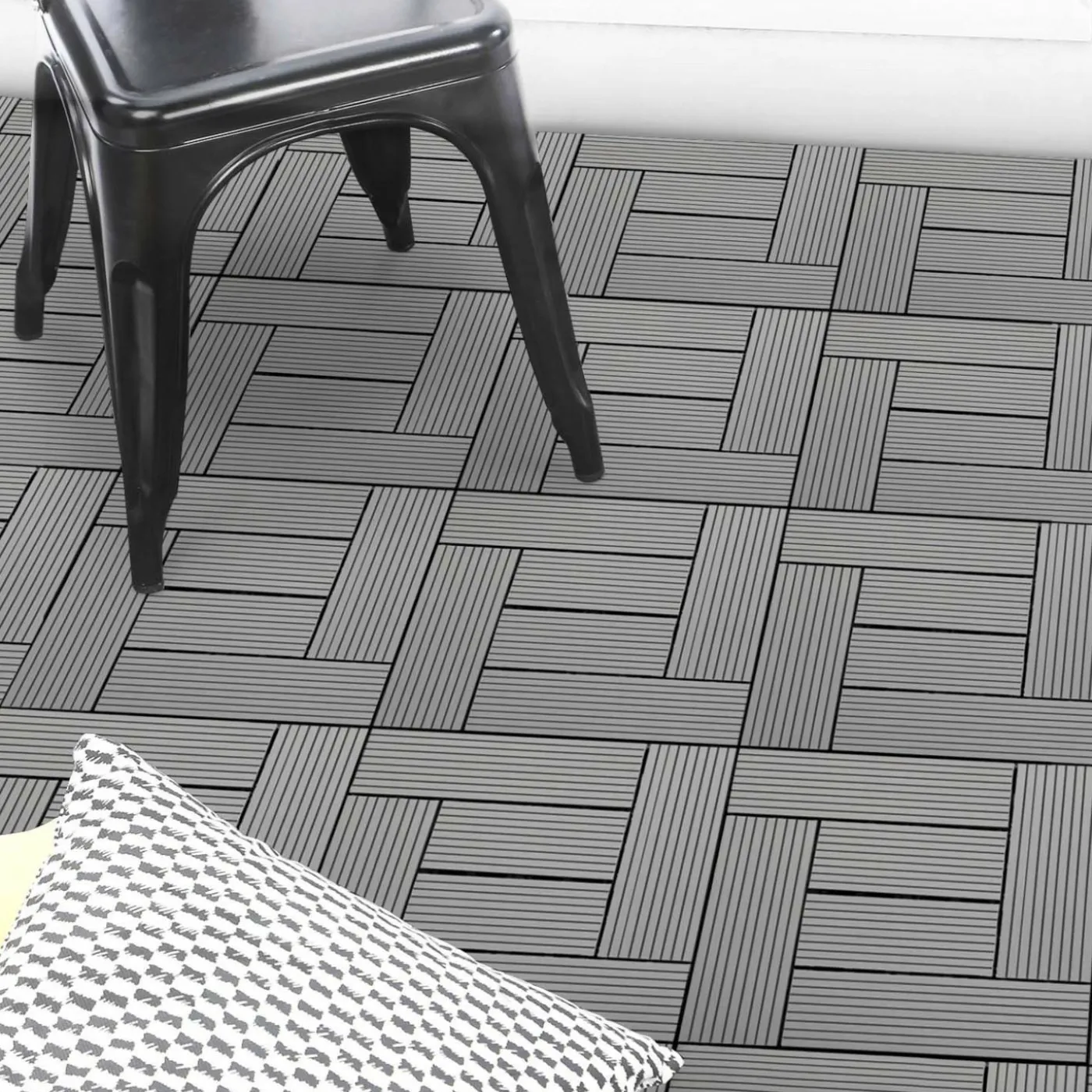 Dalles de terrasse mosaïques clipsables bois composite gris 30 x 30 cm
