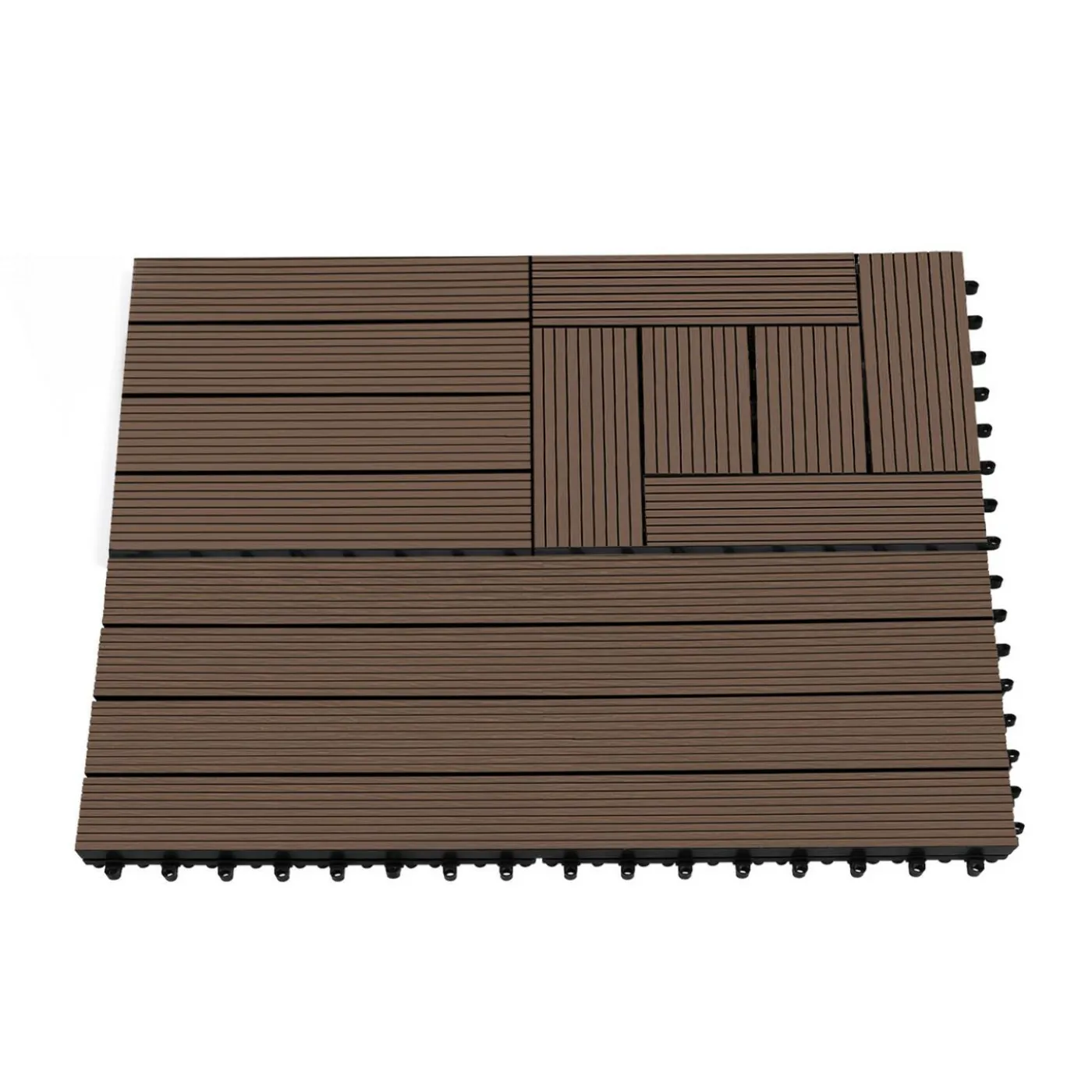 Dalles de terrasse mosaïques clipsables bois composite taupe 30 x 30 cm