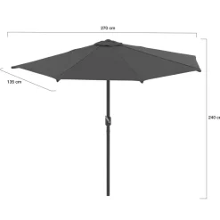 Demi parasol de balcon plage CORTE gris 2,7x1,35 M avec housse