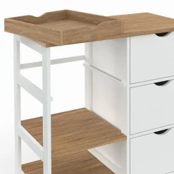 Desserte de cuisine 3 paniers + 1 plateau amovibe blanc et effet hêtre L 76 cm
