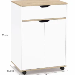 Desserte de cuisine bois blanc avec 1 grand placard + 1 tiroir