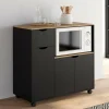 Desserte micro-onde xxl bois noir