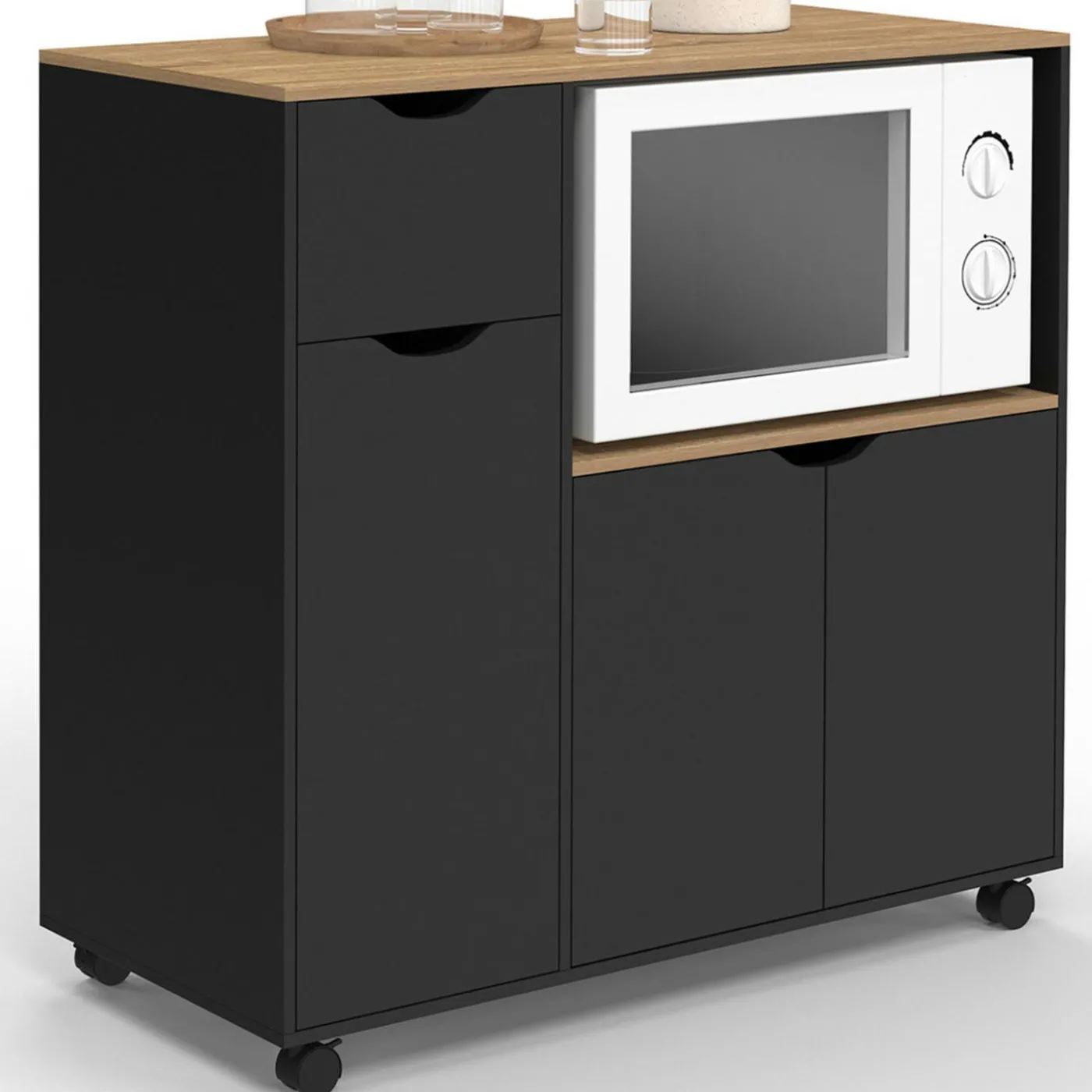 Desserte micro-onde xxl bois noir