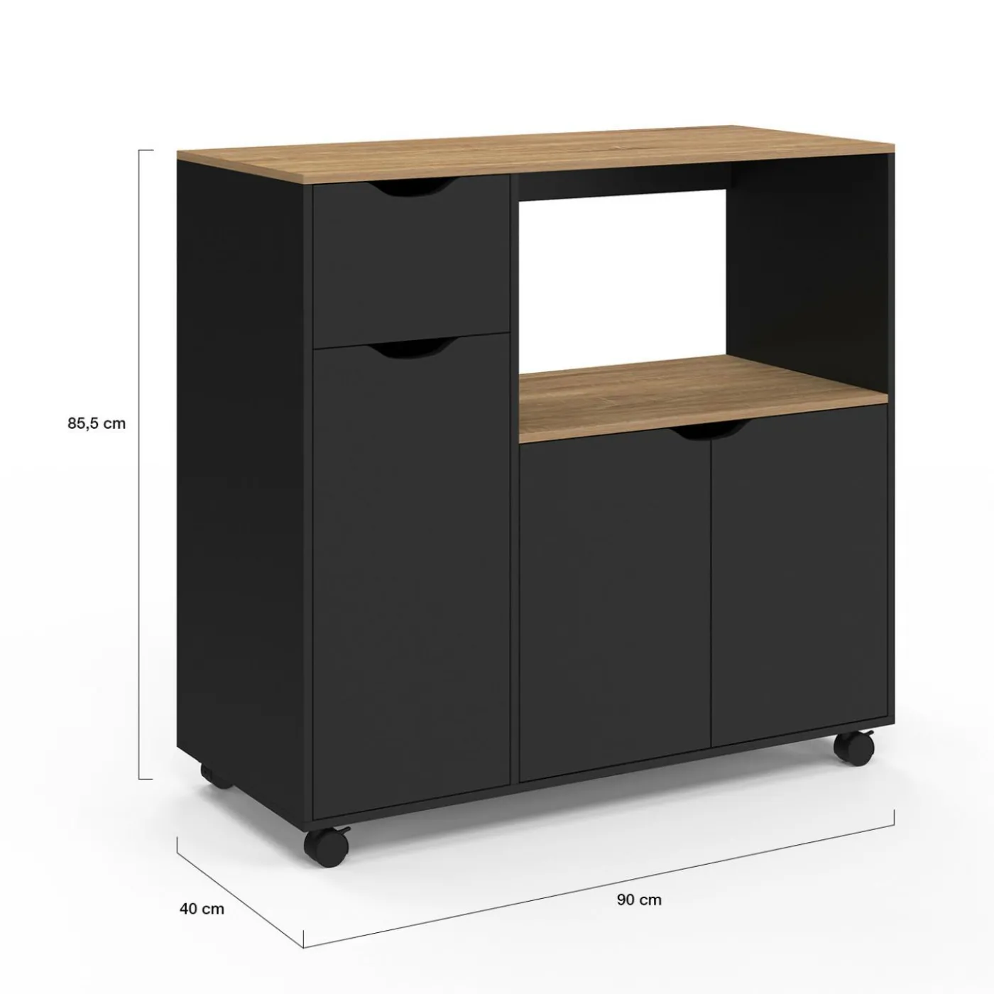 Desserte micro-onde xxl bois noir