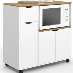 Desserte micro-onde xxl bois blanc