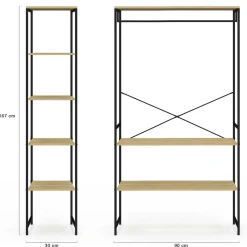 Dressing d'angle double penderie design industriel 123 cm
