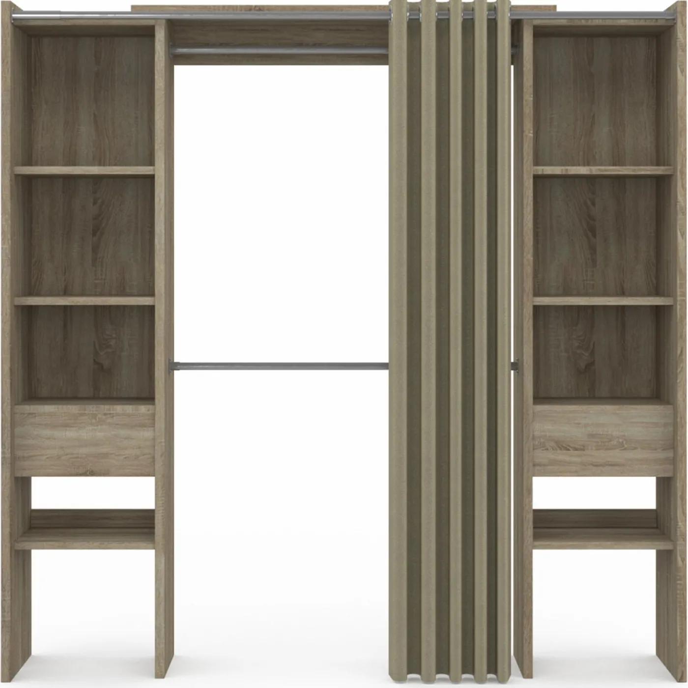 Dressing double extensible en bois 120/180 x 180 cm