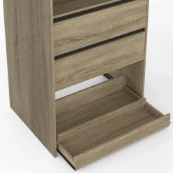 Dressing double XXL 220 cm hêtre avec porte pantalons + étagères + tiroirs + rangements à chaussures et noir