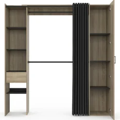 Dressing extensible avec double penderie et rideau noir