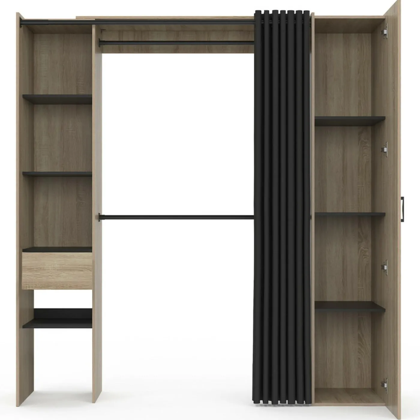 Dressing extensible avec double penderie et rideau noir