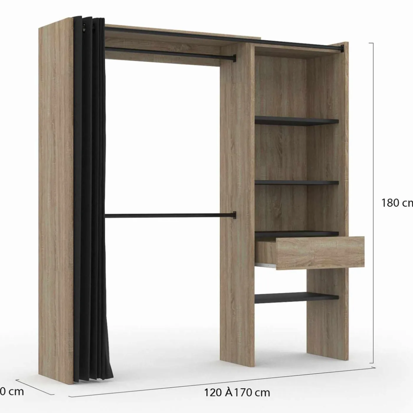 Dressing extensible bois et noir