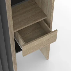 Dressing extensible double en bois avec rideau noir