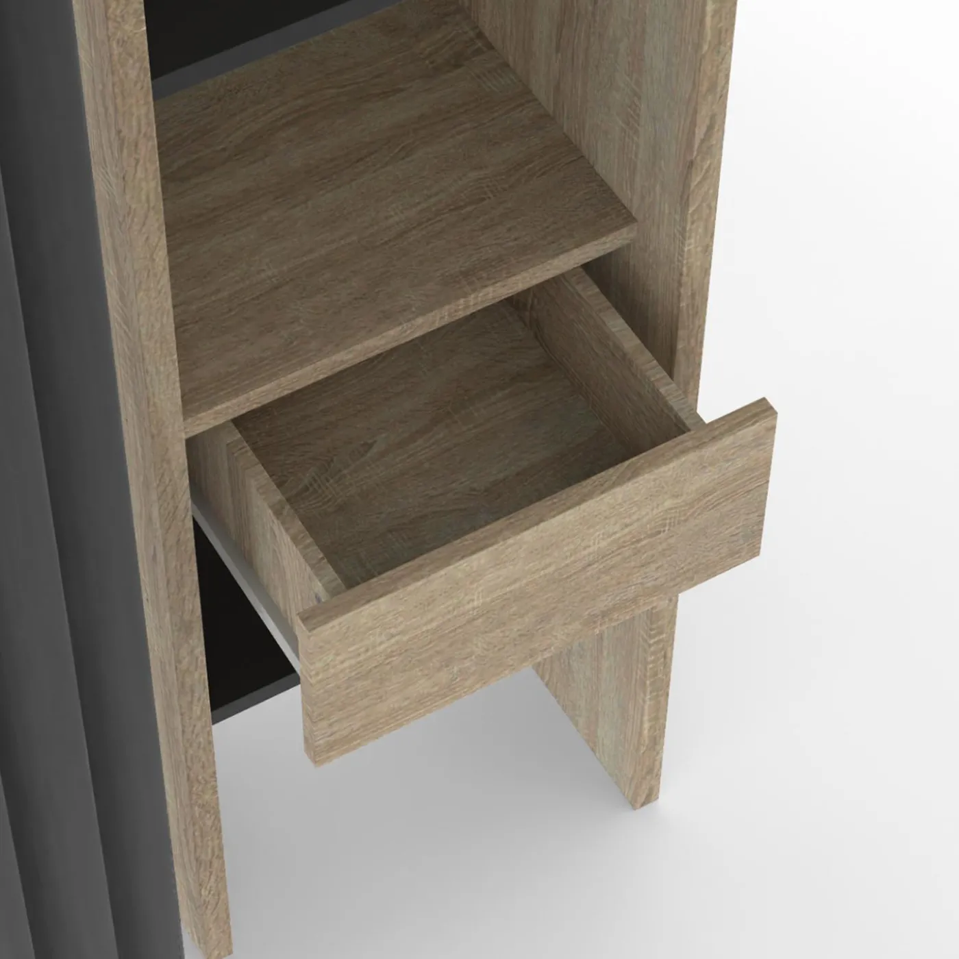 Dressing extensible double en bois avec rideau noir