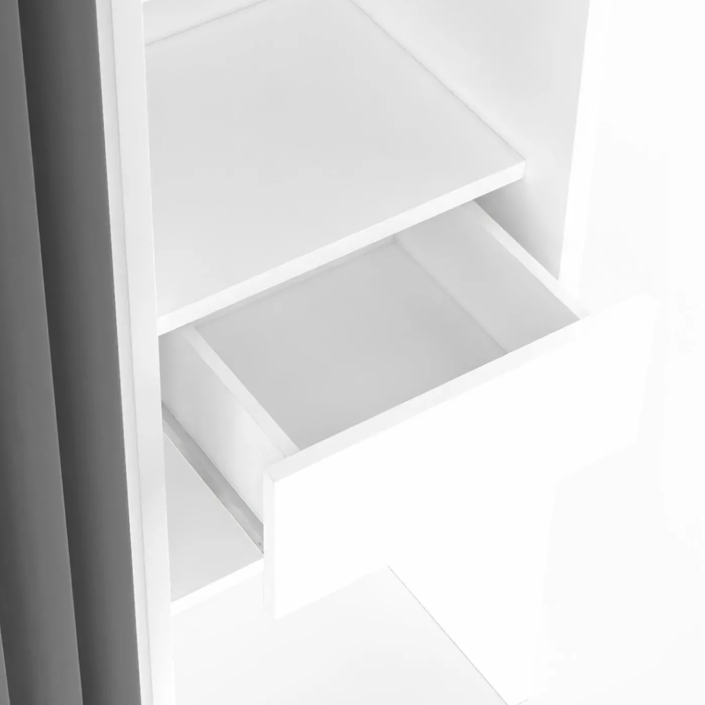 Dressing extensible double blanc avec rideau gris
