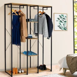 Dressing industriel 120 cm métal noir et bois