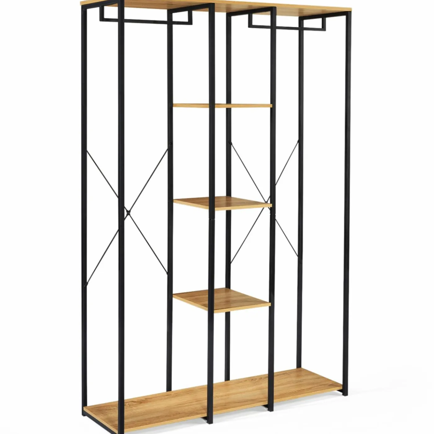 Dressing industriel 120 cm métal noir et bois