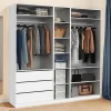 Dressing modulable blanc avec 2 penderies, 10 étagères et 3 tiroirs