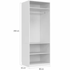 Dressing modulable blanc avec 2 penderies, 10 étagères et 3 tiroirs