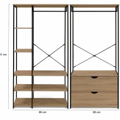 Dressing modulable industriel double penderie 2 tiroirs