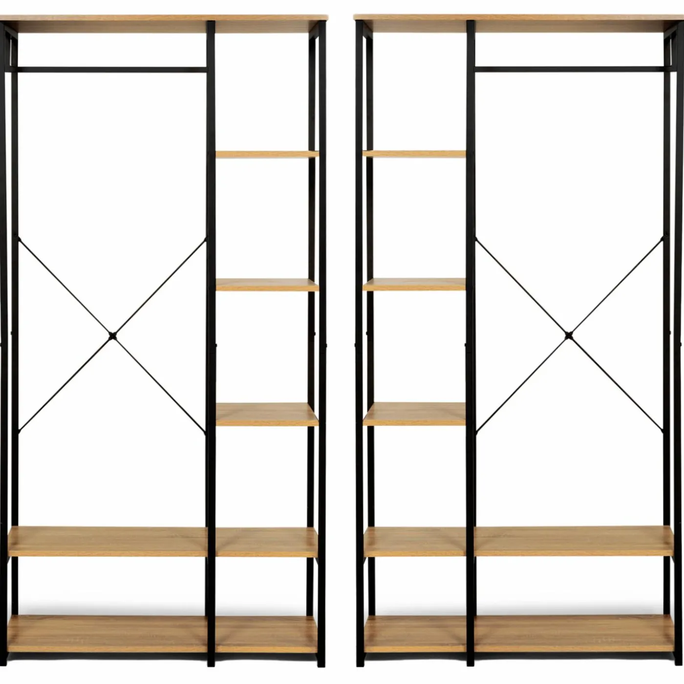 Dressing ouvert industriel 167 cm double penderie