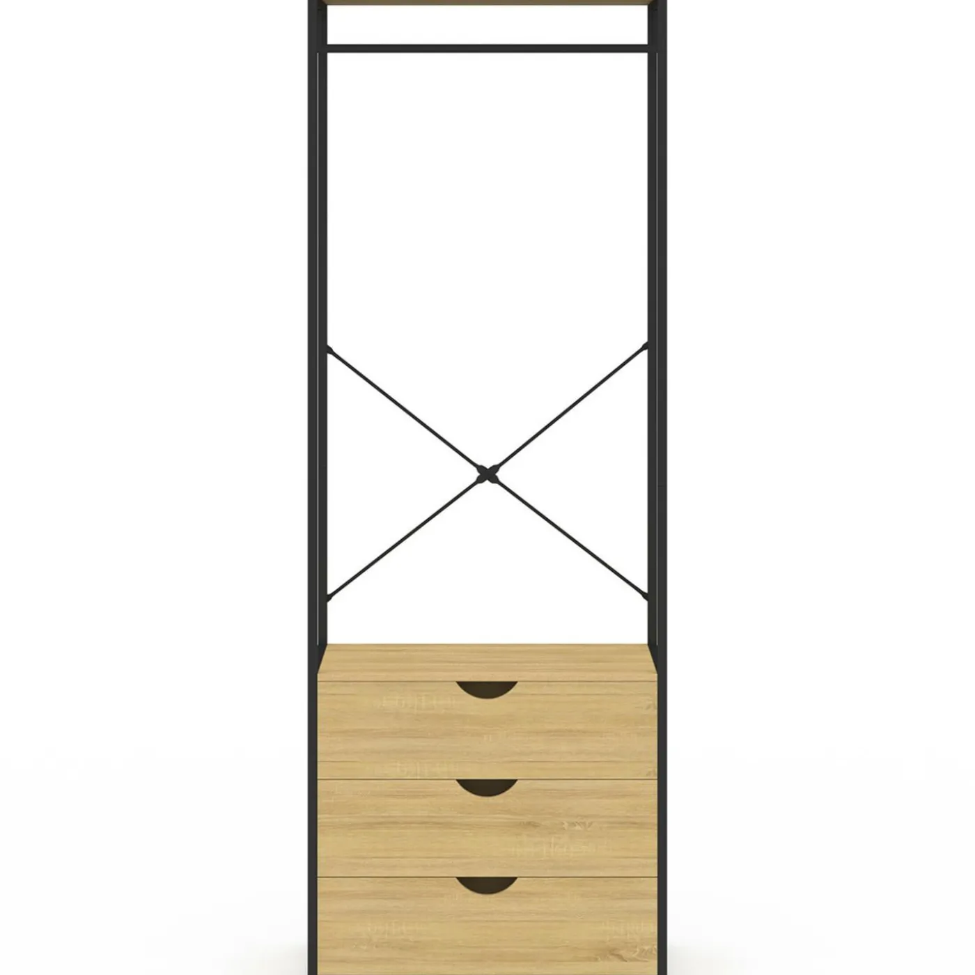 Dressing penderie 3 tiroirs L.60 cm design industriel